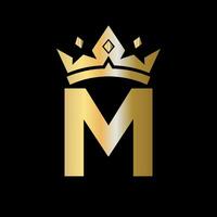 kroon logo Aan brief m vector sjabloon voor schoonheid, mode, elegant, luxe teken