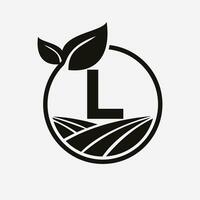 brief l landbouw logo. landbouw logotype symbool sjabloon vector