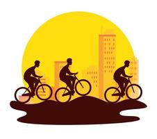 silhouetgroep fietsers in kampioenschap