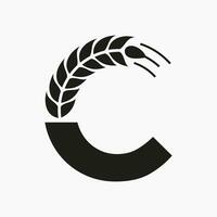 brief c tarwe logo voor landbouw symbool vector sjabloon