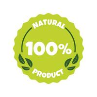 natuurlijk producten sticker, label, insigne en logo. ecologie icoon. logo sjabloon met groen bladeren voor biologisch en eco vriendelijk producten. vector illustratie geïsoleerd Aan wit achtergrond