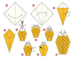 ananas origami regeling zelfstudie in beweging model. origami voor kinderen. stap door stap hoe naar maken een schattig origami fruit. vector illustratie.