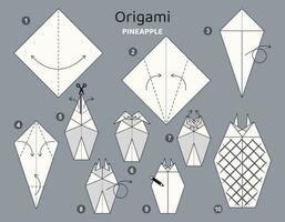 ananas origami regeling zelfstudie in beweging model. origami voor kinderen. stap door stap hoe naar maken een schattig origami fruit. vector illustratie.