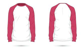 raglan mouw t-shirt mockup voorkant en terug visie vector