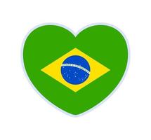 braziliaanse vlag in een vorm van hart. pictogram plat hartsymbool van liefde op de achtergrond nationale vlag. vectorillustratie. vector