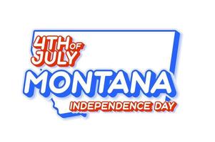 montana staat 4 juli onafhankelijkheidsdag met kaart en usa nationale kleur 3d vorm van ons staat vectorillustratie vector