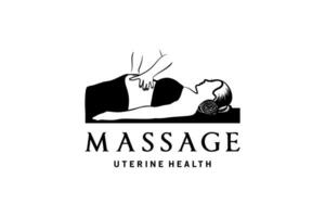zwanger vrouw massage logo ontwerp voor foetaal Gezondheid met creatief concept vector