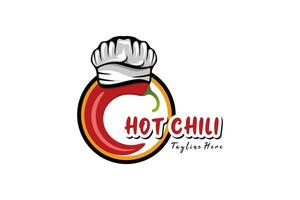 Chili logo ontwerp sjabloon met modern chef hoed vector