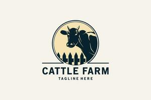 vector koe hoofd silhouet voor vee boerderij logo ontwerp, wijnoogst dier boerderij logo