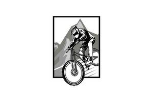 berg fiets logo, extreem bergafwaarts fiets sport- logo ontwerp sjabloon vector