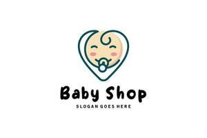 schattig baby hoofd modern liefde voor baby winkel of baby zorg logo ontwerp vector