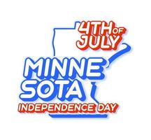 minnesota staat 4 juli onafhankelijkheidsdag met kaart en usa nationale kleur 3d vorm van ons staat vectorillustratie vector