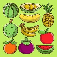 handgetekende fruitartikelen cartoon doodle collectie vector