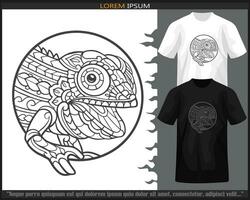 kameleon mandala kunsten geïsoleerd Aan zwart en wit t shirt. vector