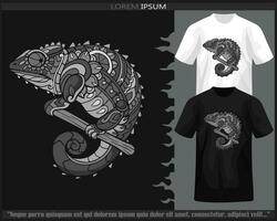 monochroom kameleon mandala kunsten geïsoleerd Aan zwart en wit t shirt. vector