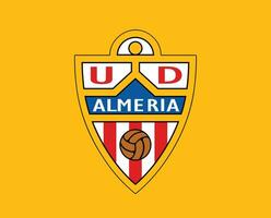 Almeria club logo symbool la liga Spanje Amerikaans voetbal abstract ontwerp vector illustratie met geel achtergrond