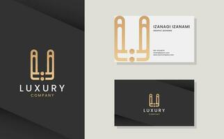 luxe vector logotype met bedrijf kaart sjabloon. premie u brief logo met goud ontwerp. elegant zakelijke identiteit.