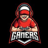 gamer e sport mascotte logo ontwerp voor gaming of wimpel vector