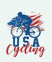 Verenigde Staten van Amerika Amerikaans wielersport t-shirt ontwerp, Verenigde Staten van Amerika Amerikaans vlag sport- t-shirt ontwerp vector