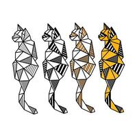 reeks van 4 laag poly kat illustratie, dier dag vector