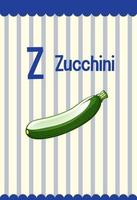 alfabet flashcard met letter z voor courgette vector