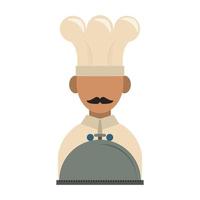 restaurant eten en keuken chef-kok avatar met voedsel dienblad pictogram cartoons vector illustratie grafisch ontwerp