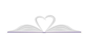 Open boek met een hart van Pagina's. in tekenfilm stijl. concept voor opleiding, leren.vector illustratie vector