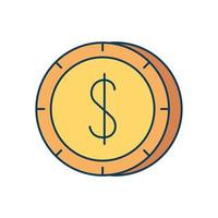 munt geld dollar geïsoleerde pictogram vector