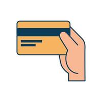 hand met creditcard elektronische geïsoleerde icon vector