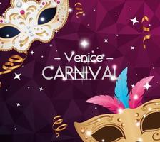 poster van Venetië carnaval met maskers en decoratie vector