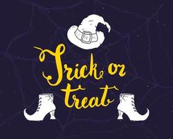 halloween wenskaart. belettering kalligrafie teken en met de hand getekende elementen, uitnodiging voor feest of vakantie banner ontwerp vectorillustratie vector