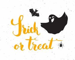 halloween wenskaart. belettering kalligrafie teken en met de hand getekende elementen, uitnodiging voor feest of vakantie banner ontwerp vectorillustratie vector