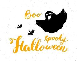 halloween wenskaart. belettering kalligrafie teken en met de hand getekende elementen, uitnodiging voor feest of vakantie banner ontwerp vectorillustratie vector