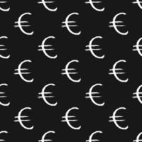 euro teken pictogram borstel belettering naadloze patroon, grunge kalligrafische symbolen achtergrond, vector illustratie