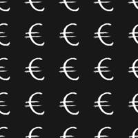 euro teken pictogram borstel belettering naadloze patroon, grunge kalligrafische symbolen achtergrond, vector illustratie