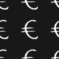 euro teken pictogram borstel belettering naadloze patroon, grunge kalligrafische symbolen achtergrond, vector illustratie