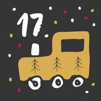 Kerst adventskalender. handgetekende elementen en cijfers. wintervakantie kalender kaart ontwerp, vectorillustratie vector