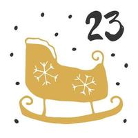 Kerst adventskalender. handgetekende elementen en cijfers. wintervakantie kalender kaart ontwerp, vectorillustratie vector