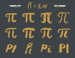 pi symbolen hand getrokken iconen set, grunge kalligrafische wiskundige teken, vector illustratie