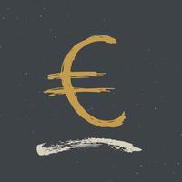 euroteken pictogram borstel belettering, grunge kalligrafische symbolen, vectorillustratie geïsoleerd op een witte achtergrond vector