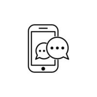 mobiele telefoon chatbericht meldingen vector pictogram geïsoleerde lijn Kaderstijl, smartphone chatten zeepbel toespraken pictogram, concept van online praten, spreken messaging, gesprek, dialoog symbool