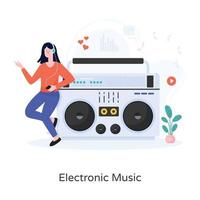 elektronische muziek met boombox vector