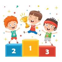 kleine kinderen vieren kampioensoverwinning vector