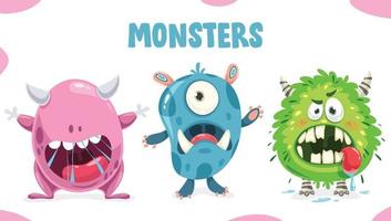 kleine grappige kleurrijke monsters poseren vector