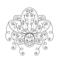 lotusbloem met geometrische ornament lineaire vectorillustratie vector