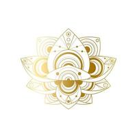 lotusbloem met geometrische gouden ornament lineaire vectorillustratie vector