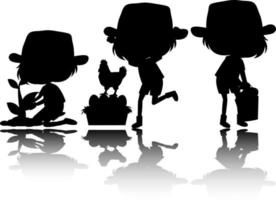 set van kinderen silhouet stripfiguur vector