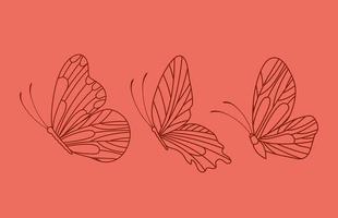 drie prachtige vlinders vector