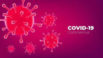 coronavirus ziekte covid-19 infectie medisch. covid viruscellen rode achtergrond. vector