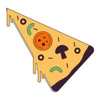 Italiaans pizza plak vlak monochroom geïsoleerd vector voorwerp. smakelijk ongezond voedsel. bewerkbare zwart en wit lijn kunst tekening. gemakkelijk schets plek illustratie voor web grafisch ontwerp